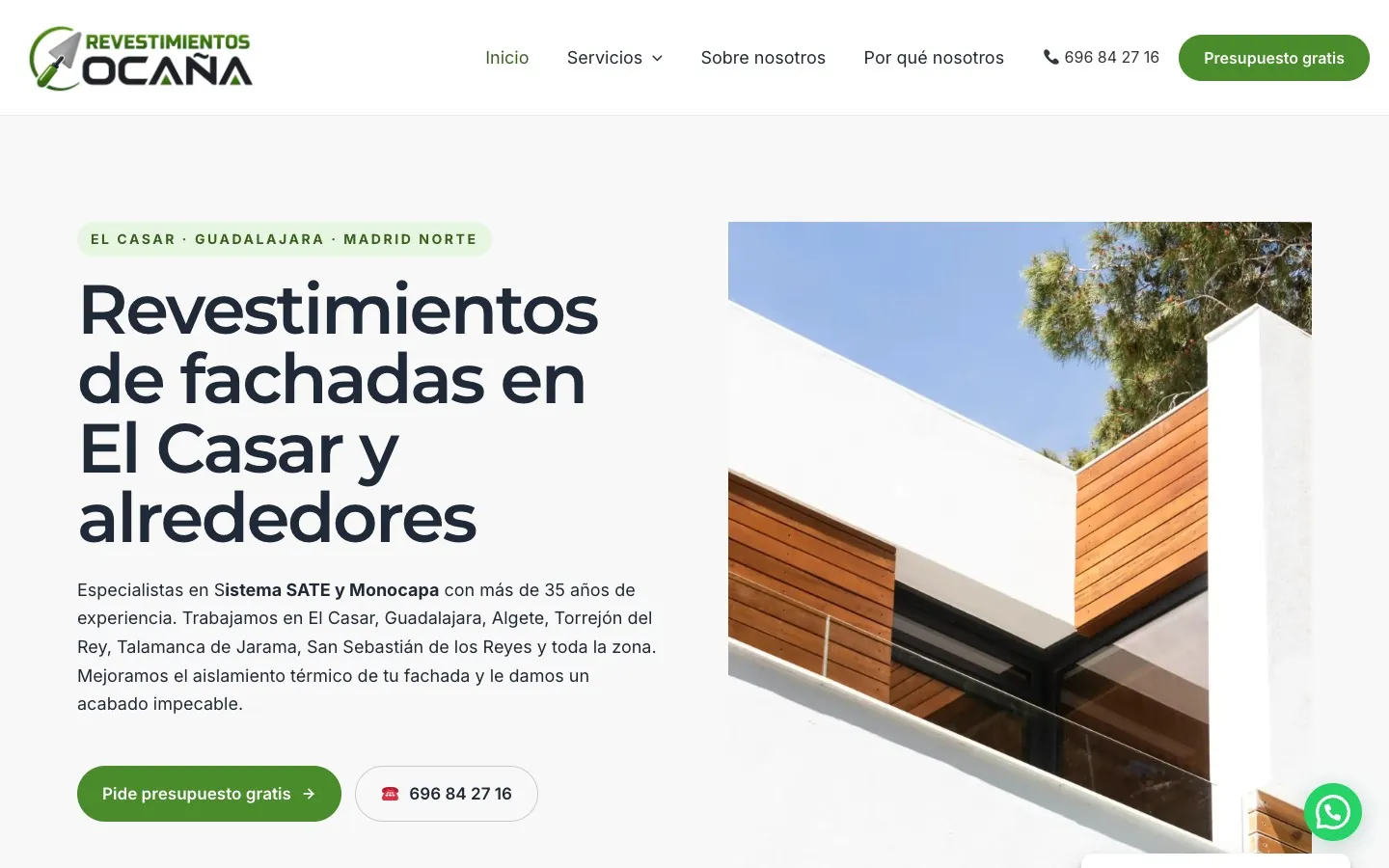 Captura de la web de Revestimientos Ocaña, proyecto de Web corporativa realizado por Nexcott